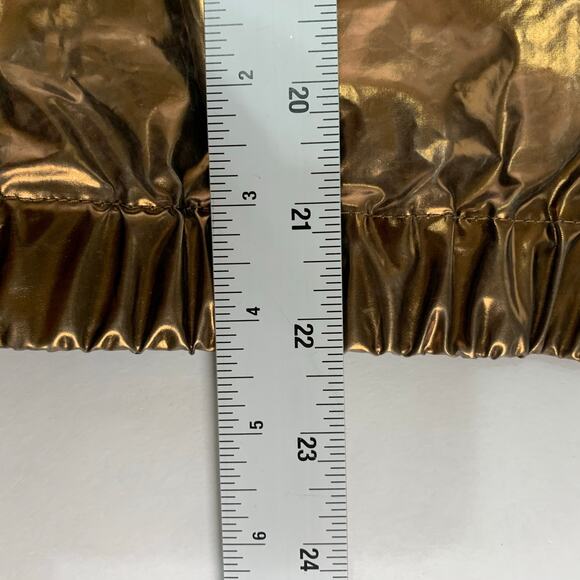 Escada IT36 Small Gold Poly Metallic Zip Up Jacket Crinkle Hooded Designer Lux - Picture 8 of 9
